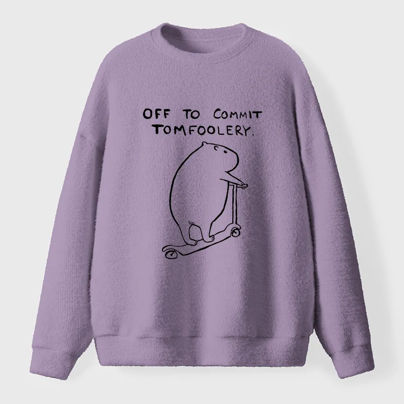 Tokyo-Tiger Capybara Is Ready To Do Something Bad Fuzzy Sweatshirt