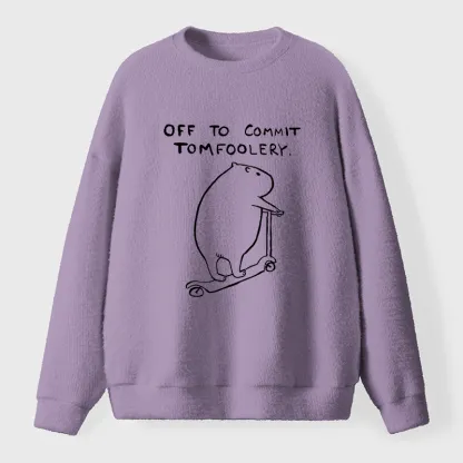 Tokyo-Tiger Capybara Is Ready To Do Something Bad Fuzzy Sweatshirt