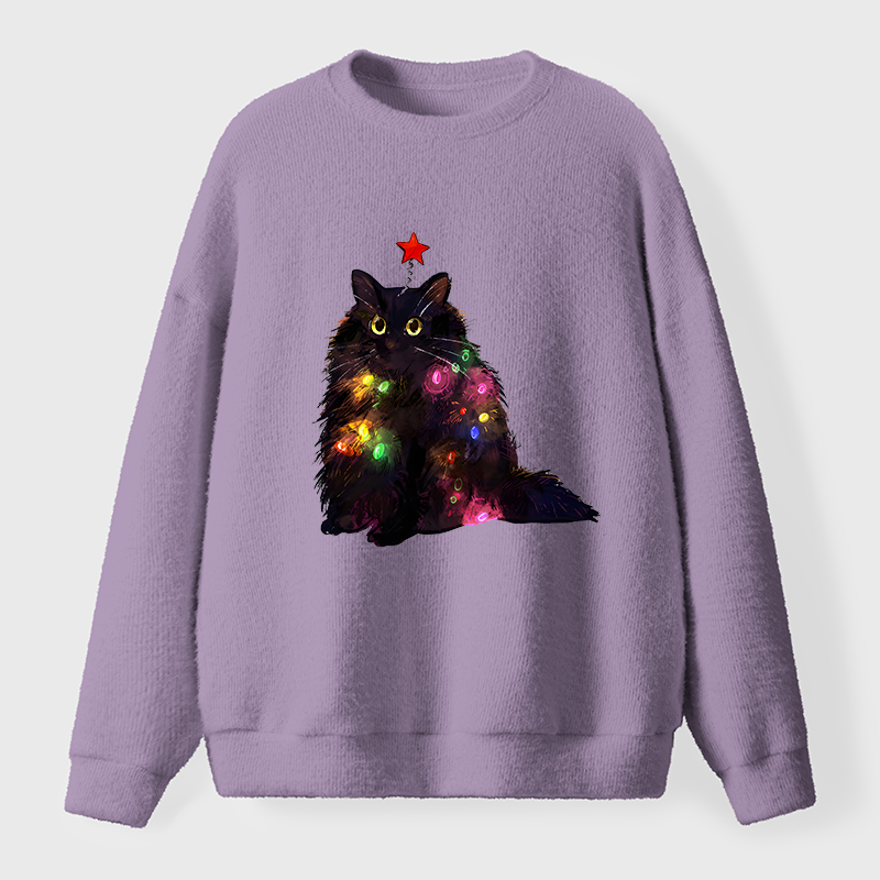 Tokyo-Tiger Christmas Lights Cat Fuzzy Sweatshirt