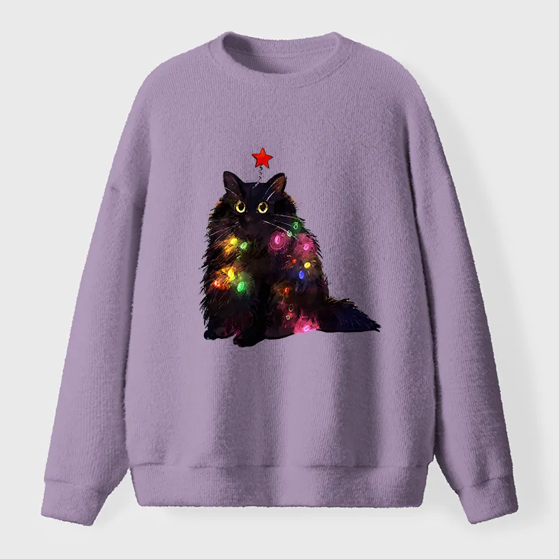 Tokyo-Tiger Christmas Lights Cat Fuzzy Sweatshirt