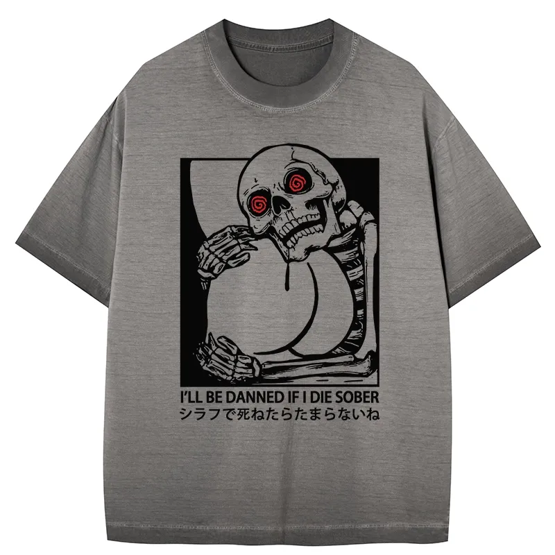 Tokyo-Tiger I'll Be Danned If I Die Sober Gradient Washed T-Shirt