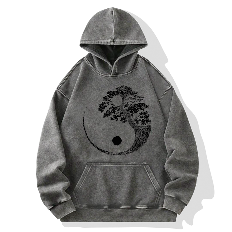 Tokyo-Tiger Yin-Yang Tai Chi Tree Washed Hoodie