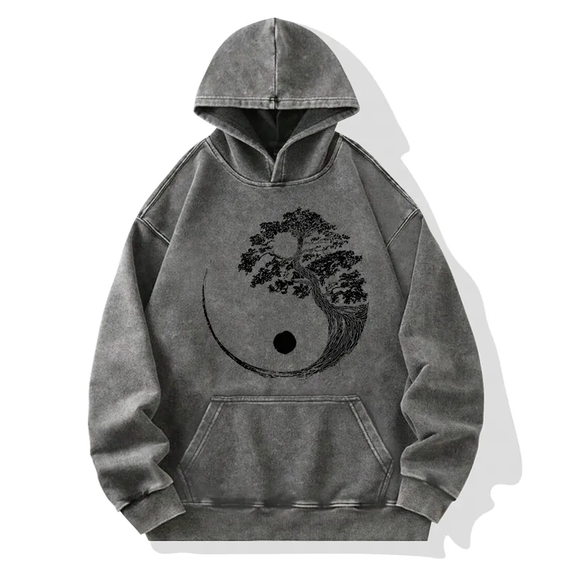 Tokyo-Tiger Yin-Yang Tai Chi Tree Washed Hoodie