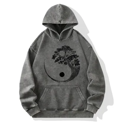 Tokyo-Tiger Yin-Yang Tai Chi Tree Washed Hoodie