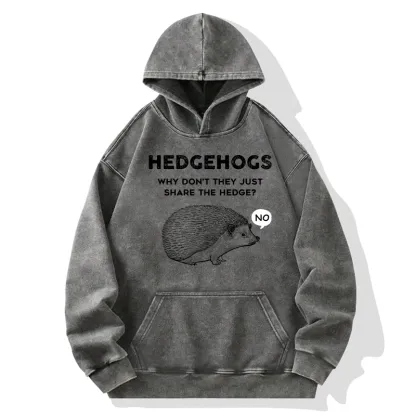 Tokyo-Tiger Funny Hedgehog Washed Hoodie