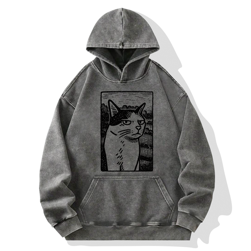 Tokyo-Tiger Cat's Hateful Eyes Washed Hoodie
