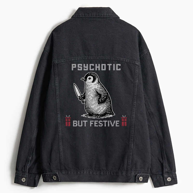 Tokyo-Tiger Overstimulated but Festive Christmas Jean Jacket