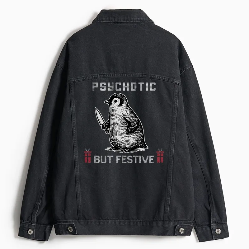 Tokyo-Tiger Overstimulated but Festive Christmas Jean Jacket