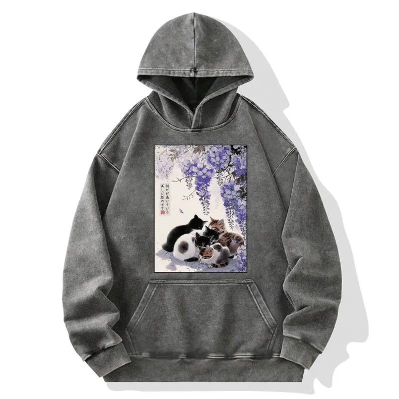 Tokyo-Tiger Sitting still  plotting chaos Calming Zen Cat Funny Washed Hoodie