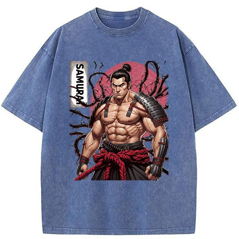 Tokyo-Tiger Strong Japanese Samurai Washed T-Shirt