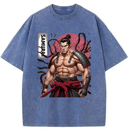 Tokyo-Tiger Strong Japanese Samurai Washed T-Shirt