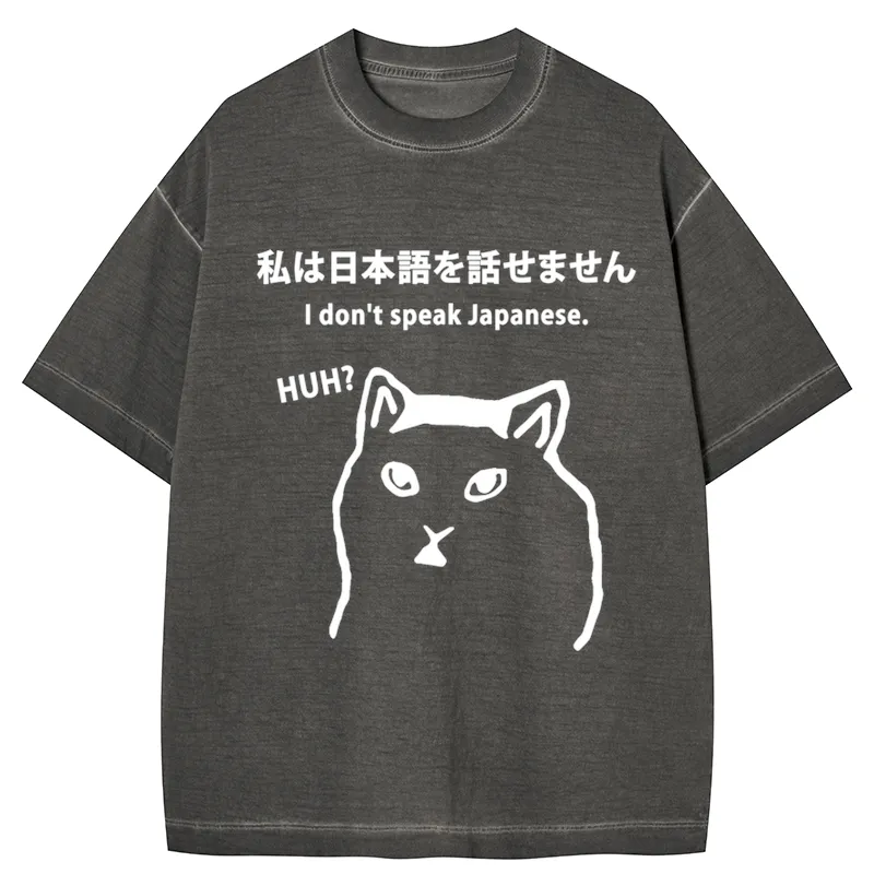 Tokyo-Tiger I Don't Speak Japanese Gradient Washed T-Shirt