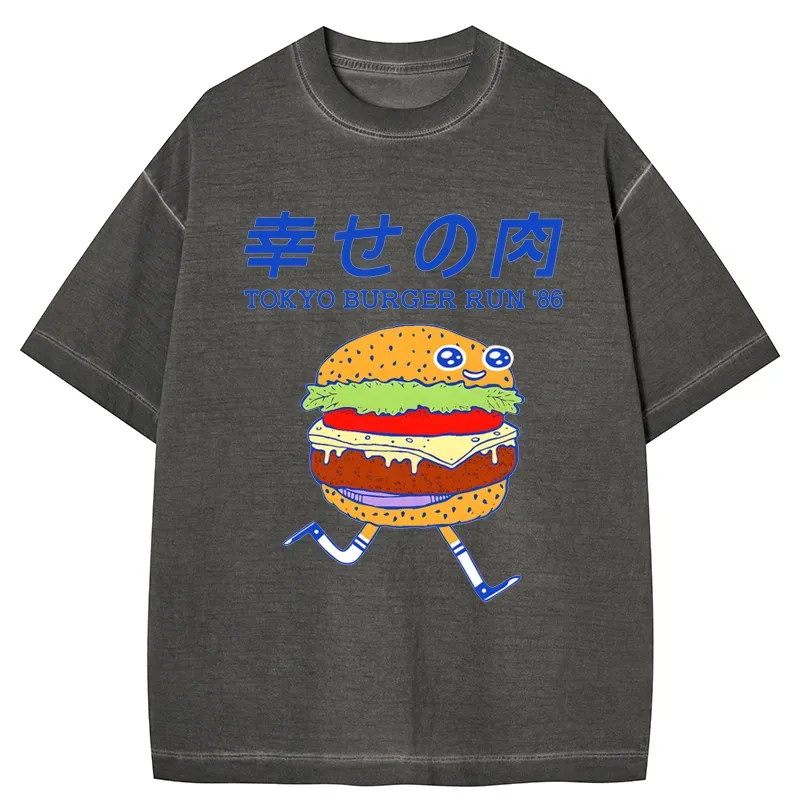 Tokyo-Tiger Tokyo Burger Run Japanese Gradient Washed T-Shirt