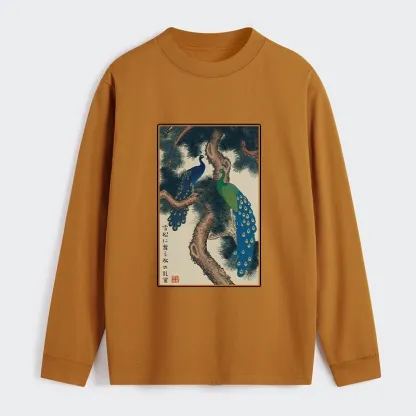 Tokyo-Tiger Peacocks in Snowy Pines Classic Long Sleeve T-Shirt