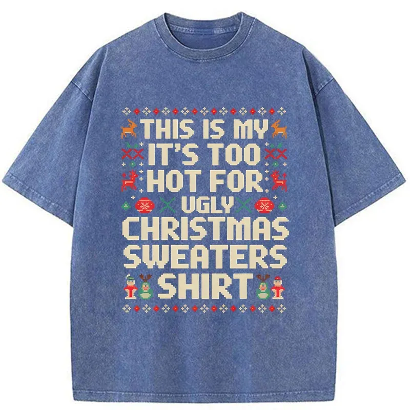 Tokyo-Tiger Ugly Christmas Sweater Funny Washed T-Shirt