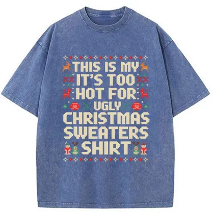 Tokyo-Tiger Ugly Christmas Sweater Funny Washed T-Shirt