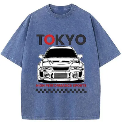 Tokyo-Tiger Japanese Car Models Washed T-Shirt