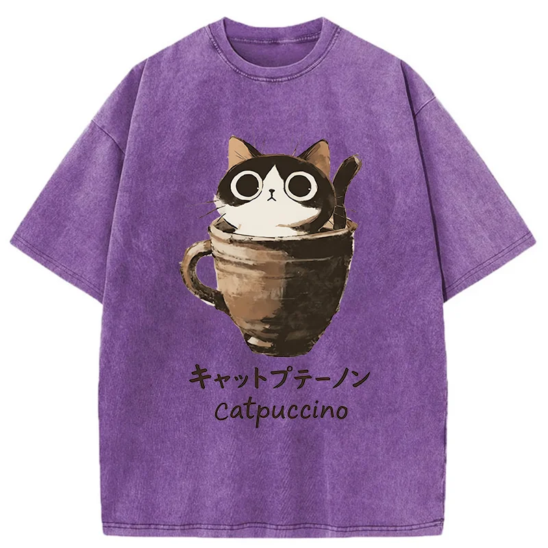 Tokyo-Tiger Cat Cappuccino Washed T-Shirt