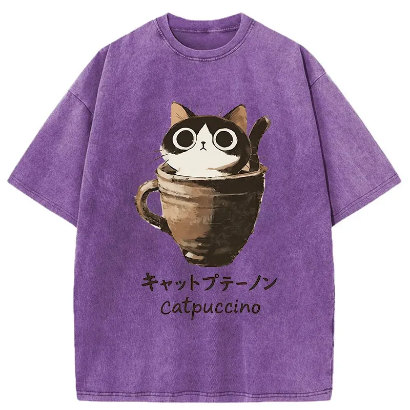 Tokyo-Tiger Cat Cappuccino Washed T-Shirt
