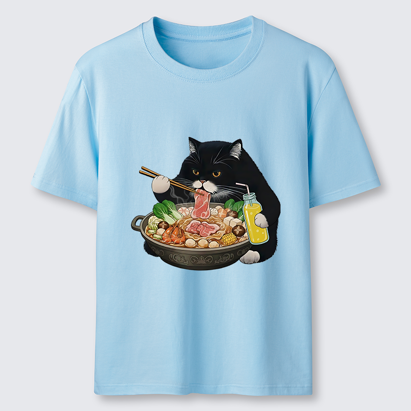 Tokyo-Tiger Black Cat Eating Hot Pot Classic T-Shirt