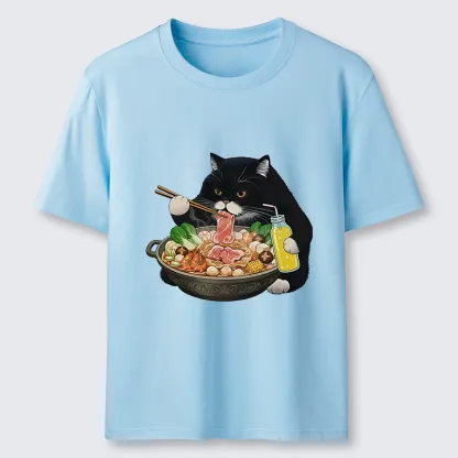 Tokyo-Tiger Black Cat Eating Hot Pot Classic T-Shirt
