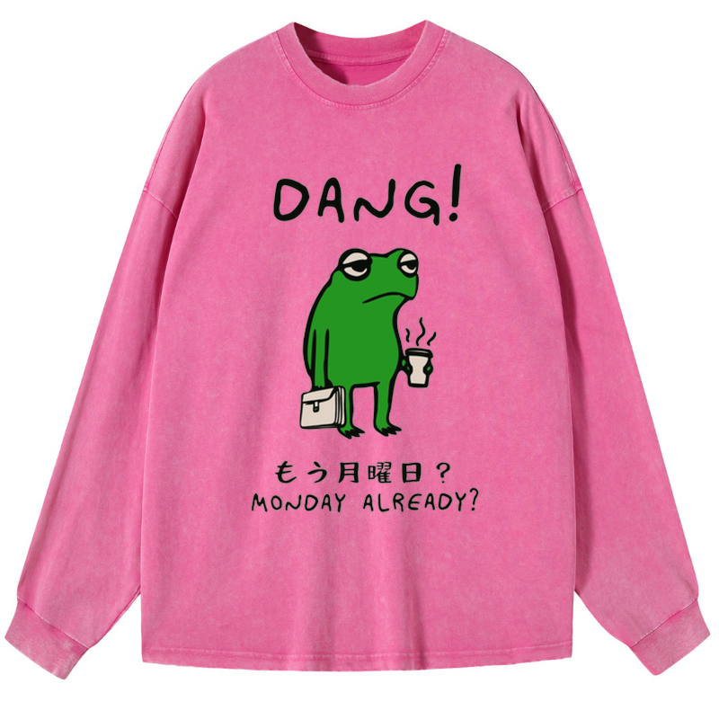 Tokyo-Tiger Is It Already Monday Washed Long Sleeve T-Shirt