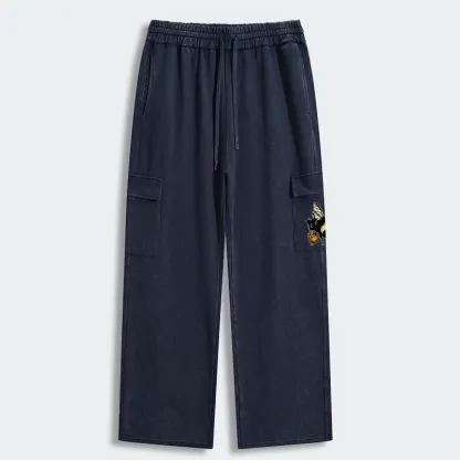 Tokyo-Tiger Cute Catbee Butt Washed Utility Sweatpants