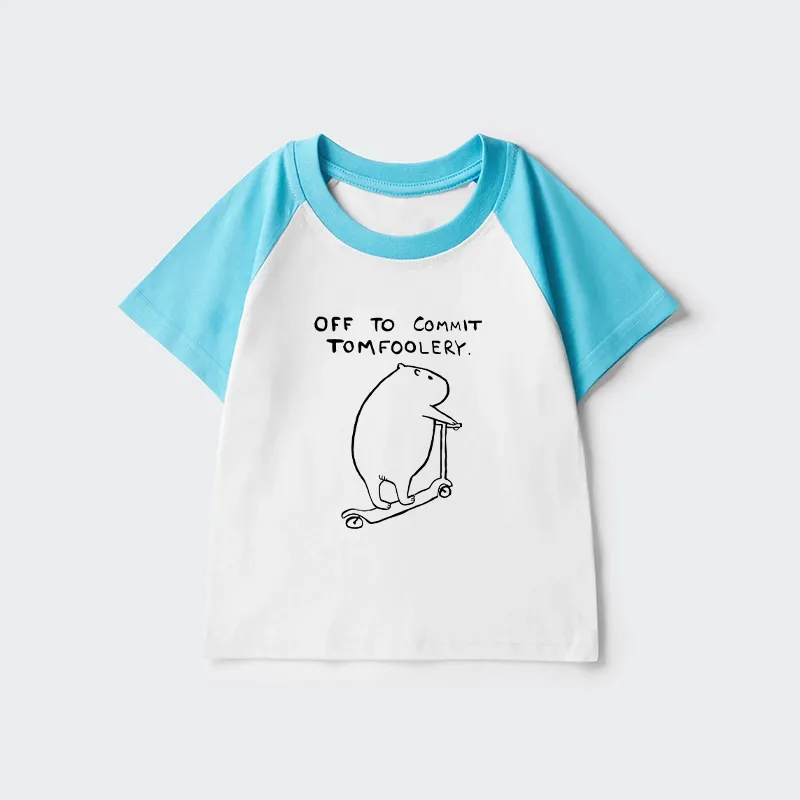 Tokyo-Tiger Capybara Is Ready To Do Something Bad Kids Raglan T-shirt