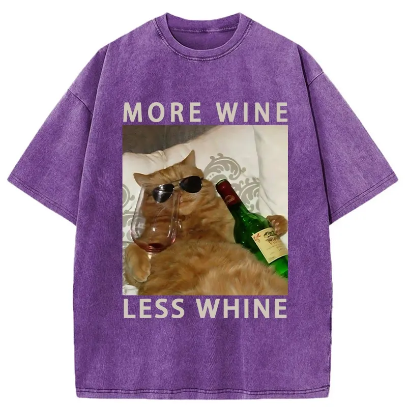 Tokyo-Tiger More Wine Less Whine Washed T-Shirt Sale