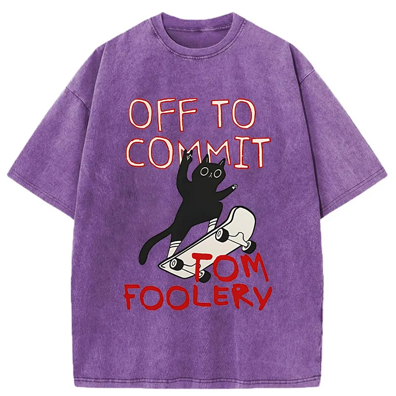 Tokyo-Tiger Cat Went To Do Bad Things Washed T-Shirt