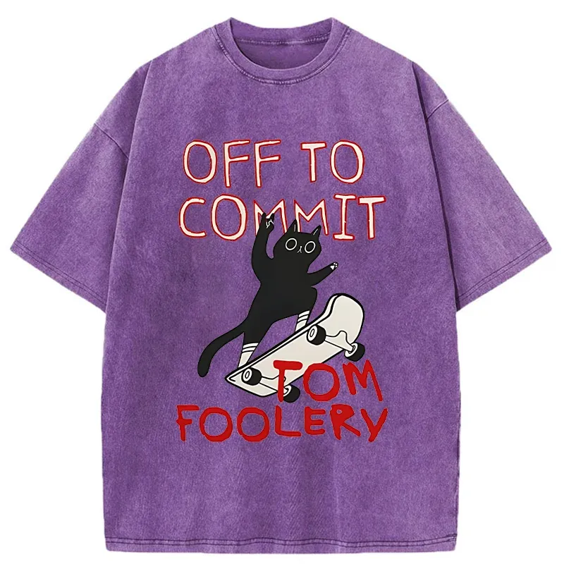 Tokyo-Tiger Cat Went To Do Bad Things Washed T-Shirt