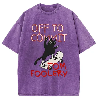 Tokyo-Tiger Cat Went To Do Bad Things Washed T-Shirt