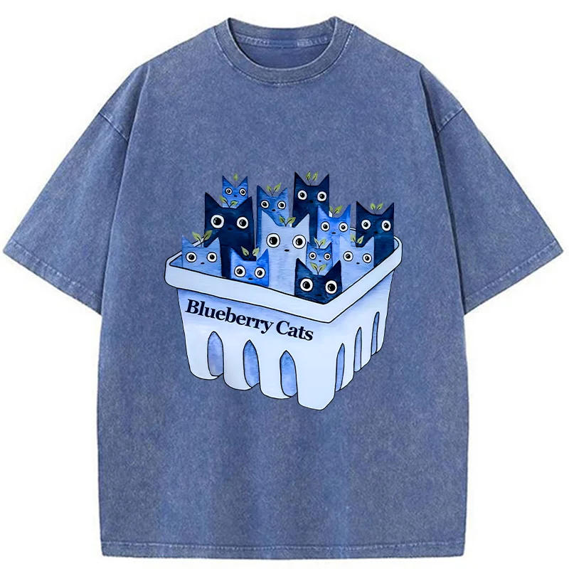 Tokyo-Tiger Blueberry Cats Washed T-Shirt