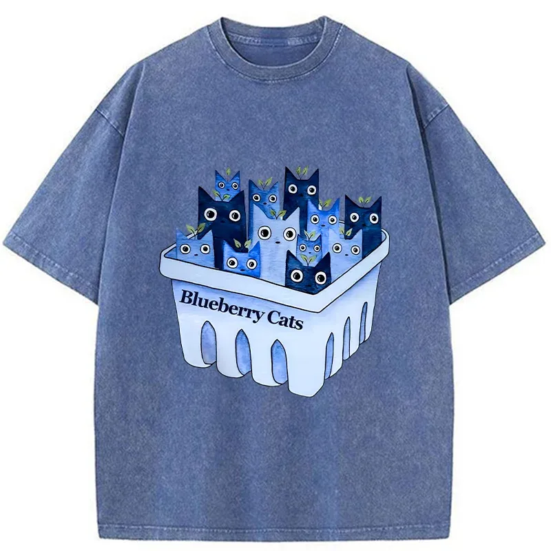 Tokyo-Tiger Blueberry Cats Washed T-Shirt