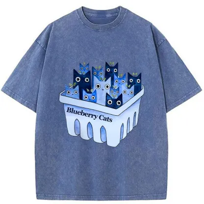 Tokyo-Tiger Blueberry Cats Washed T-Shirt