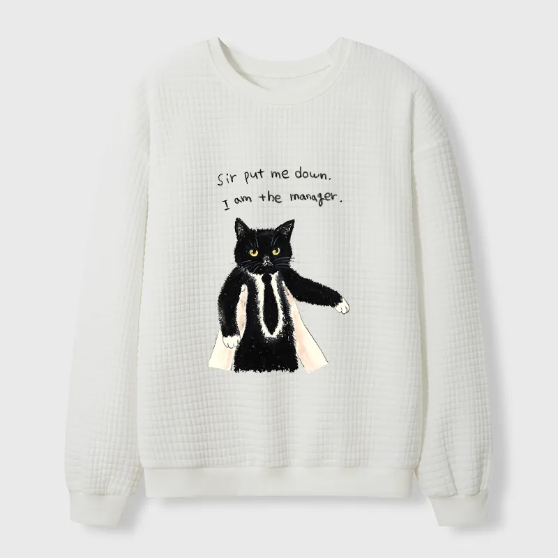Tokyo-Tiger Cat Manager Funny Waffle Sweatshirt