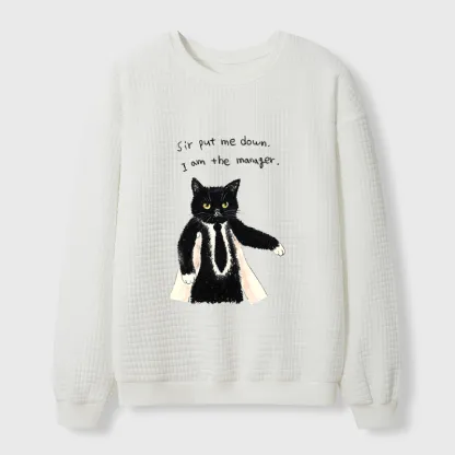 Tokyo-Tiger Cat Manager Funny Waffle Sweatshirt