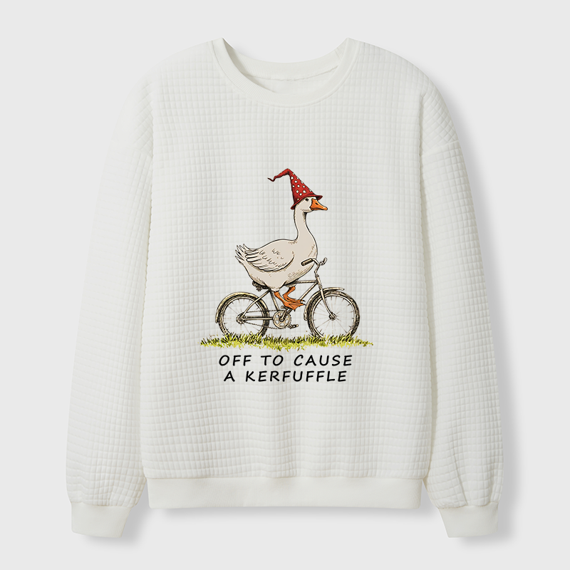 Tokyo-Tiger Stupid Goose Riding A Bicycle Waffle Sweatshirt