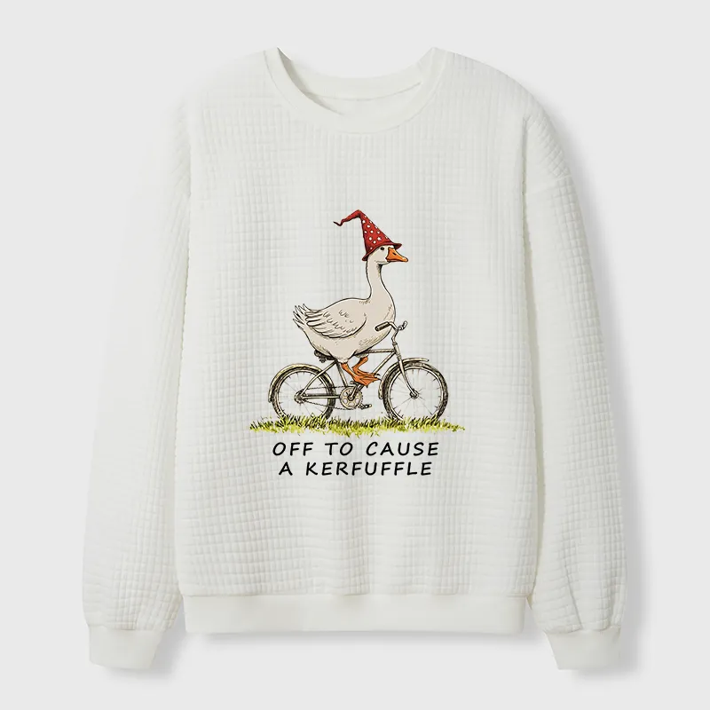 Tokyo-Tiger Stupid Goose Riding A Bicycle Waffle Sweatshirt