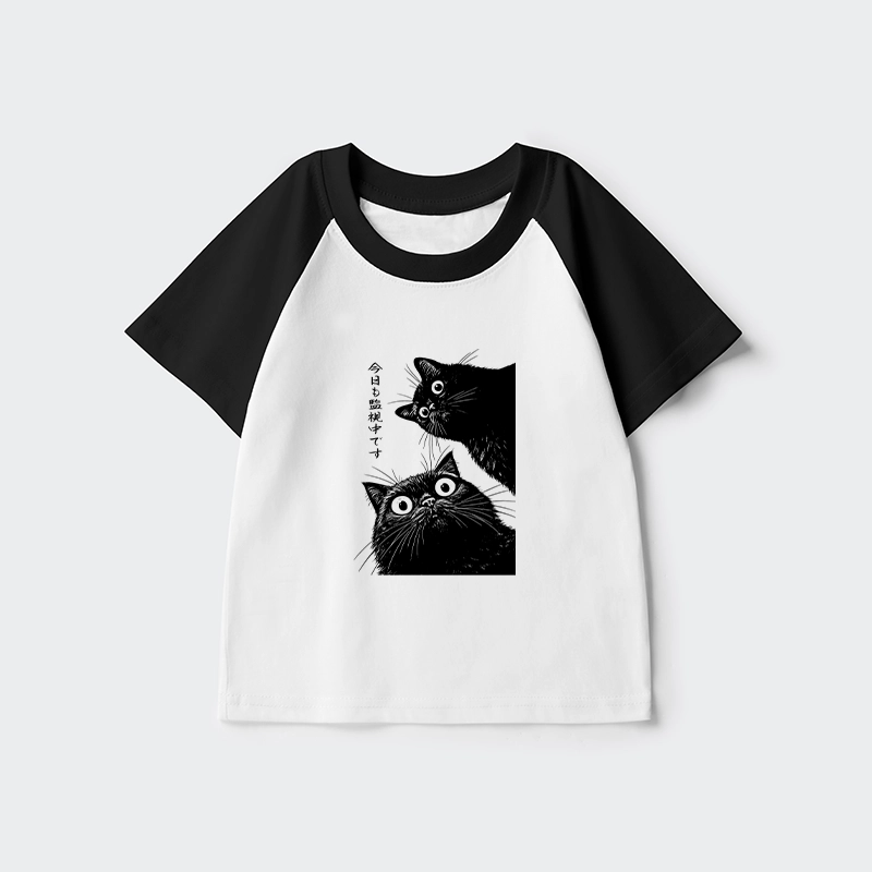 Tokyo-Tiger The Cat Is Watching Today Kids Raglan T-shirt