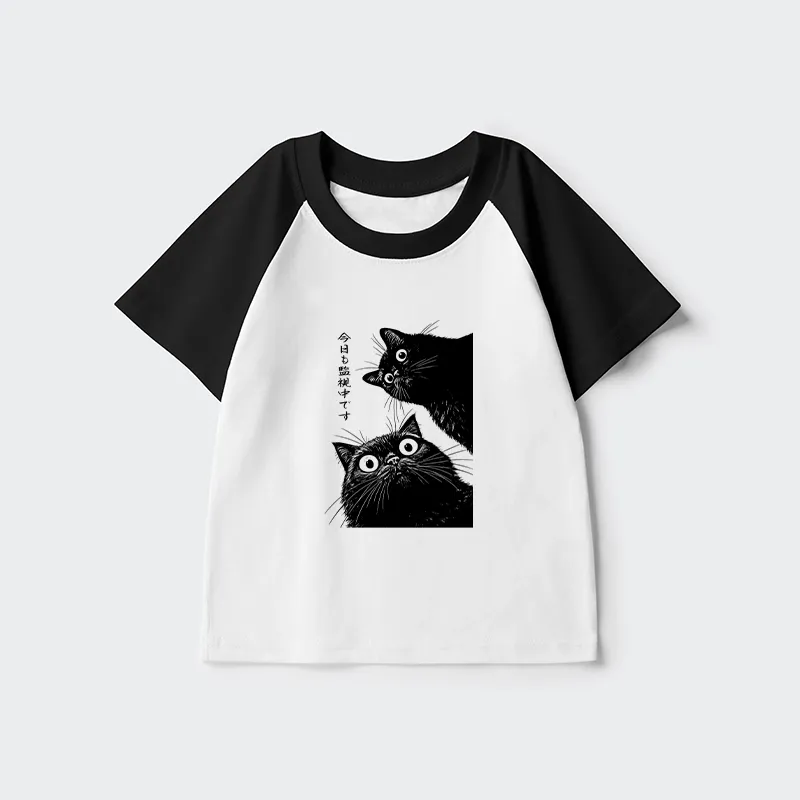 Tokyo-Tiger The Cat Is Watching Today Kids Raglan T-shirt