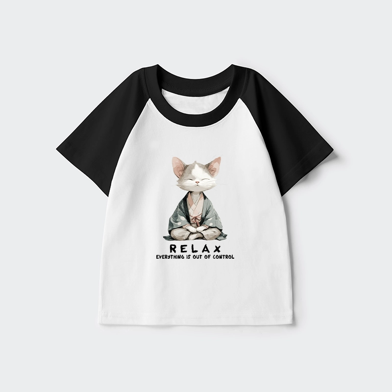 Tokyo-Tiger Zen Cat Relaxation，Everything's Out Of Control Kids Raglan T-shirt