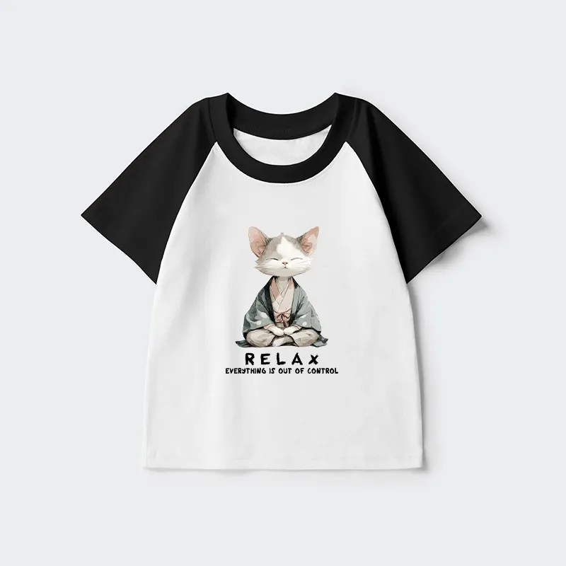 Tokyo-Tiger Zen Cat Relaxation，Everything's Out Of Control Kids Raglan T-shirt