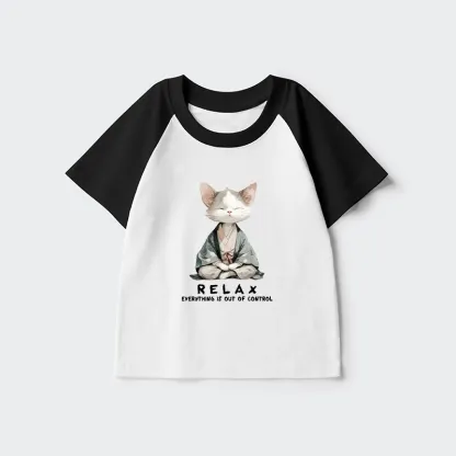 Tokyo-Tiger Zen Cat Relaxation，Everything's Out Of Control Kids Raglan T-shirt