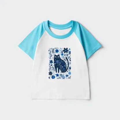 Tokyo-Tiger A Cat Among Flowers Kids Raglan T-shirt