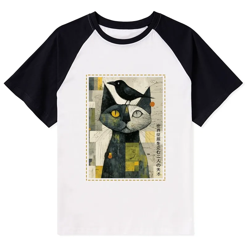 Tokyo-Tiger The Cat And The Crow Are Planning To Rule The World Raglan T-shirt