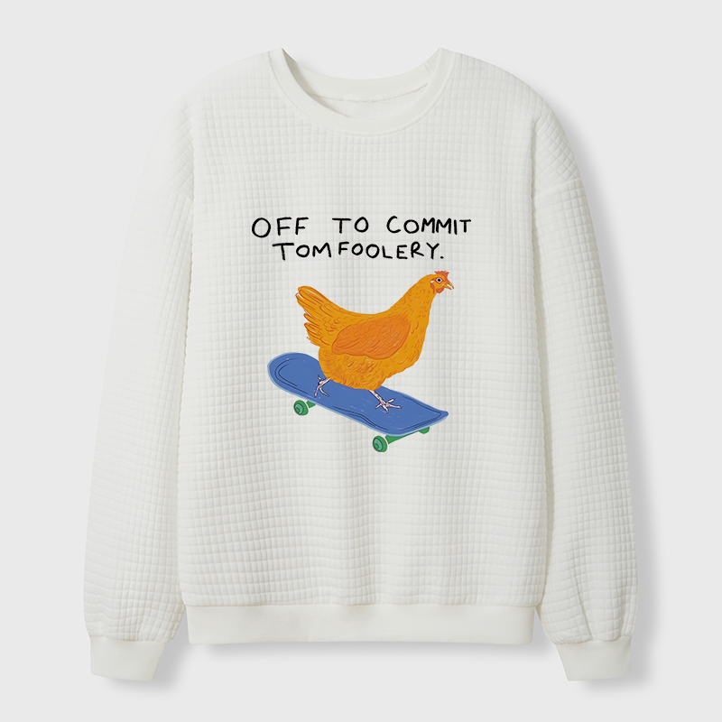 Tokyo-Tiger Chicken Was About To Do Something Bad Waffle Sweatshirt