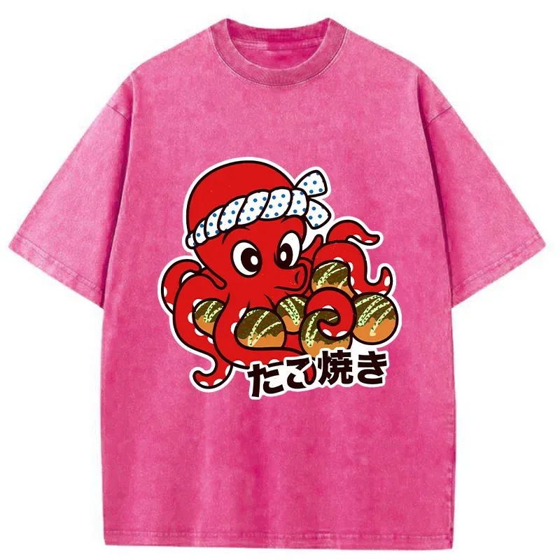 Tokyo-Tiger Homemade Takoyaki Washed T-Shirt