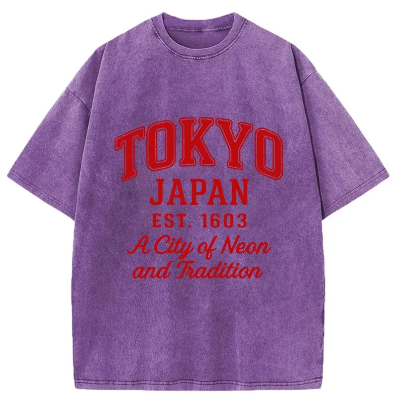 Tokyo-Tiger Tokyo Japan Retro Washed T-Shirt