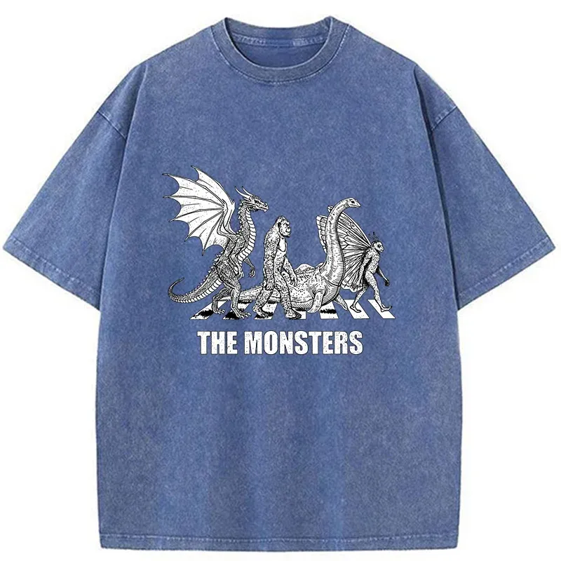 Tokyo-Tiger Monsters Crossing The Road Washed T-Shirt